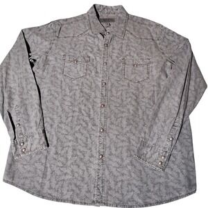 Ryan Michael Mens XXL Grey Paisley Western Snap Front Long Sleeve Cotton Shirt